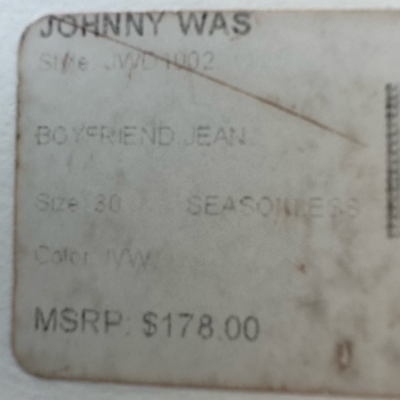 Johnny Was The Tomboy Mid Rise Jeans Blue Size 30 NWT - Picture 6 of 13